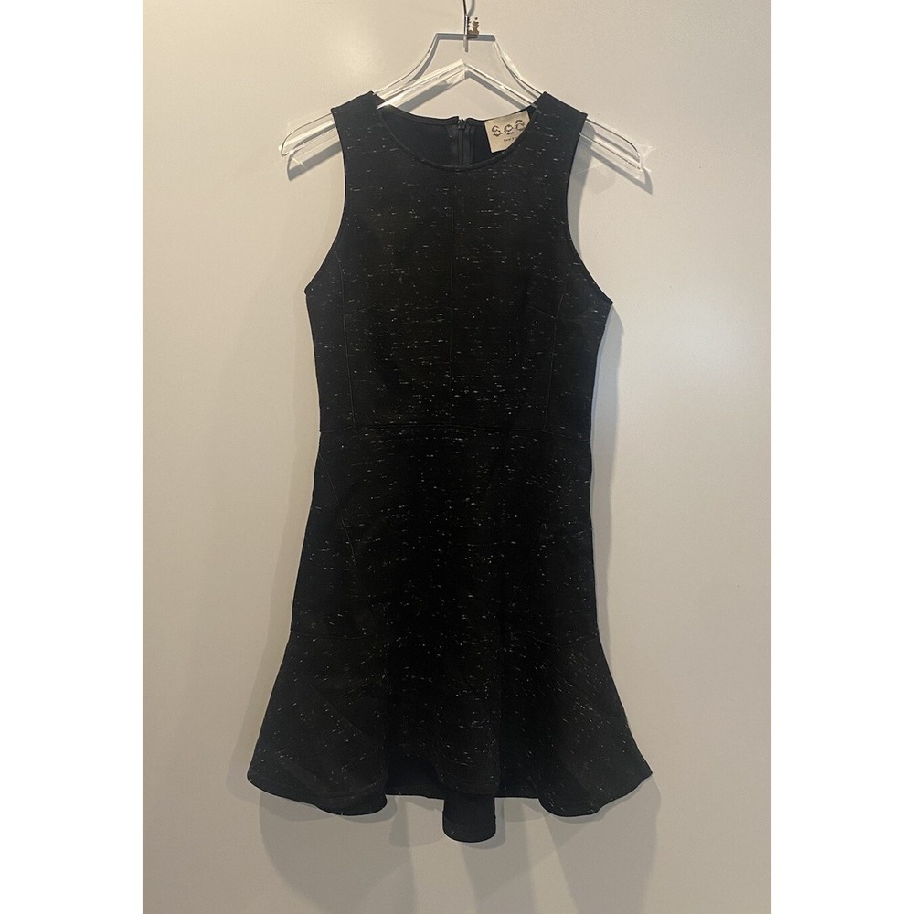 Sea New York Black Speckled Sleeveless‎ Fit & Flare Flounce Hem Dress Size 8